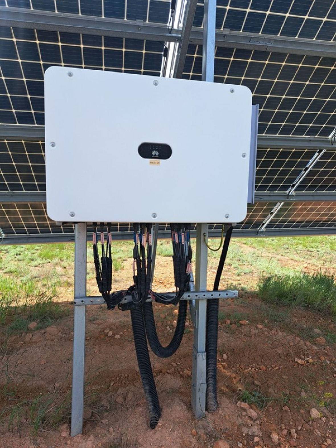 A Huawei inverter at the Nura solar farm, Kazakhstan. Chinese-made electric equipment, including inverters and substations, is increasingly popular in the country.